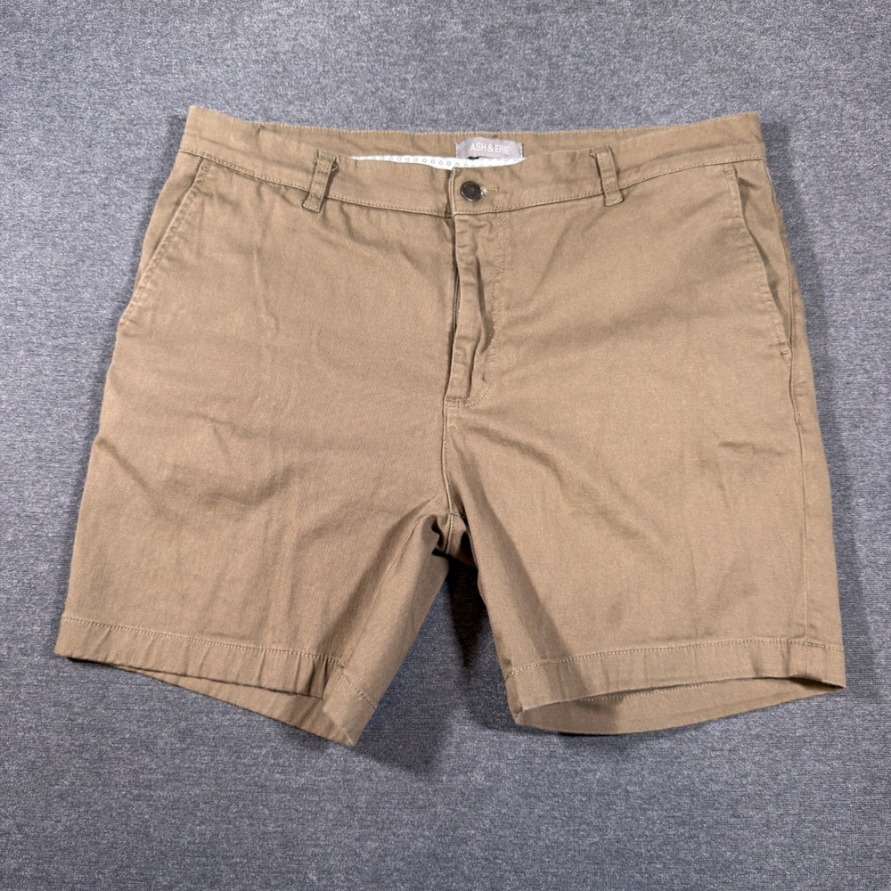 Ash & Erie Chino Shorts Mens 36 Brown Stretch Cotton Casual Everyday Preppy